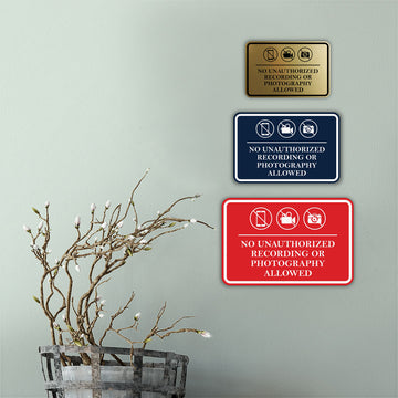 Signs ByLITA Classic Framed No Unauthorized Recording or Photography Allowed Door or Wall Sign Durable ABS Plastic | Laser Engraved | Easy Installation | Courtroom